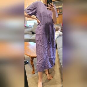 Flax Purple Raglan Sleeve Midi Dress